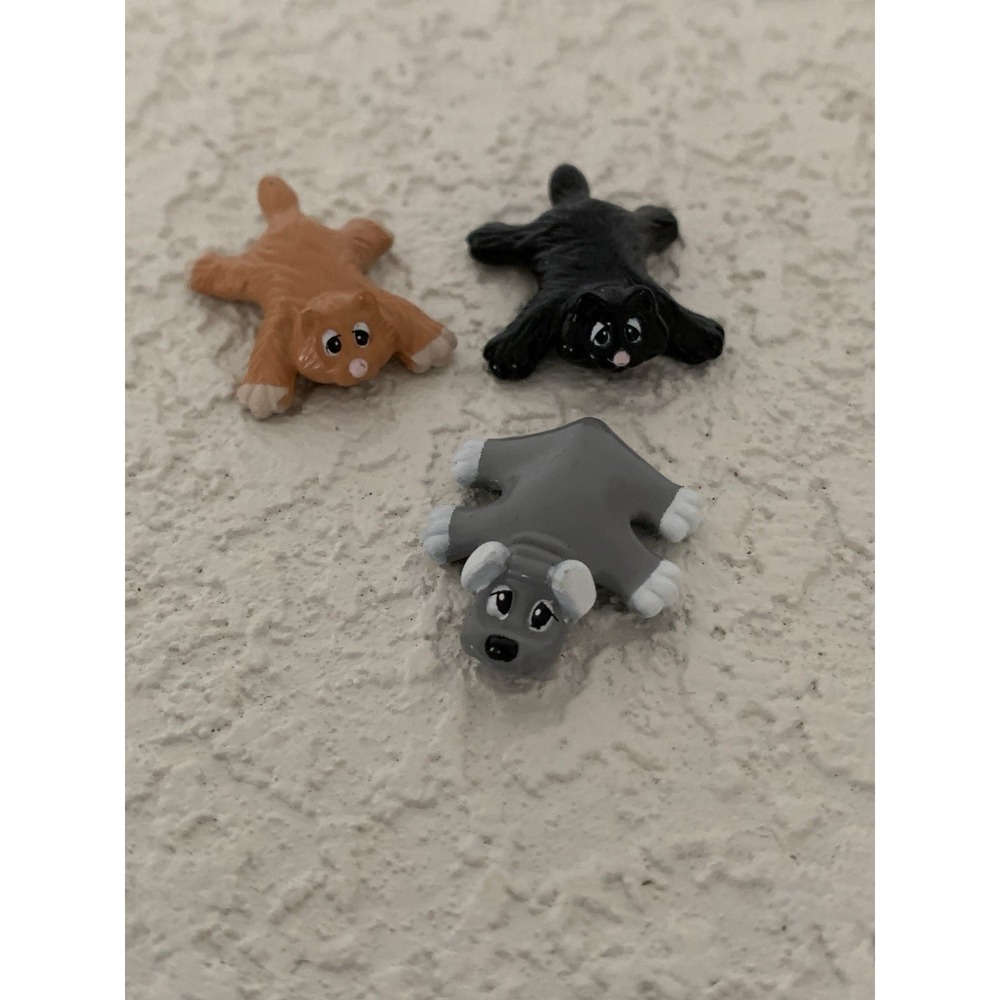 Vtg 1990's Galoob Pound Puppies Micro Mini PVC Figures Lot 3 Puppies & Kittens